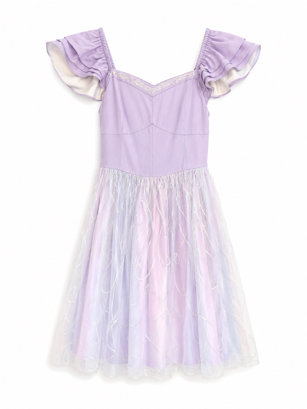 Her Universe Wicked For Good Lilac Ruffled Sleeve Tulle Skirt Dress